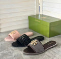 Tory Burch Ines Crystal Embellished Slide Sandals Double T Logo