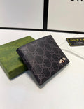 Gucci GG Supreme Bee Black Bifold Leather Wallet