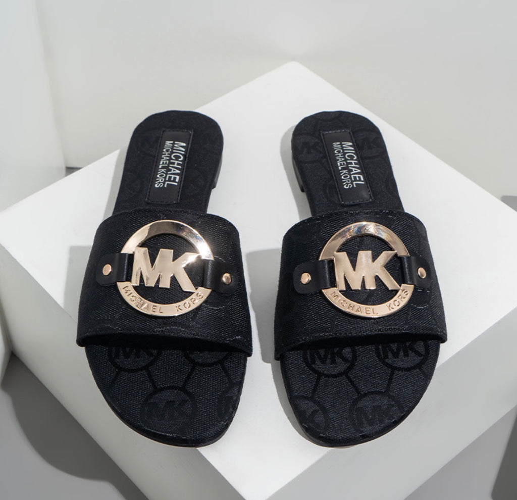 Michael Kors Women's Signature Logo Canvas Slide Sandals