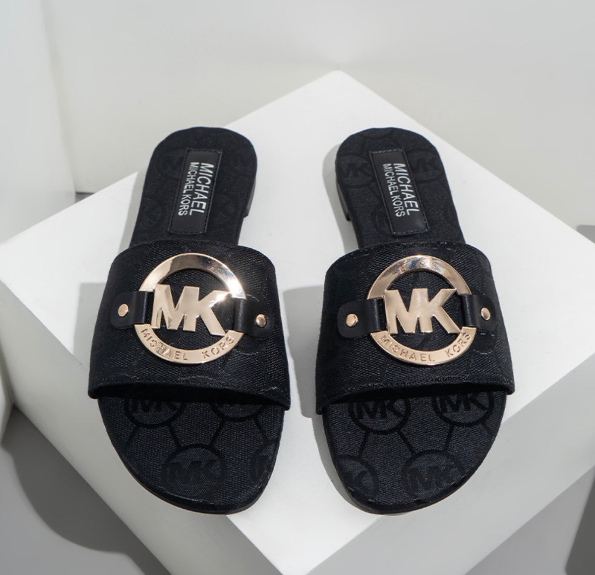 Michael Kors Women's Signature Logo Canvas Slide Sandals